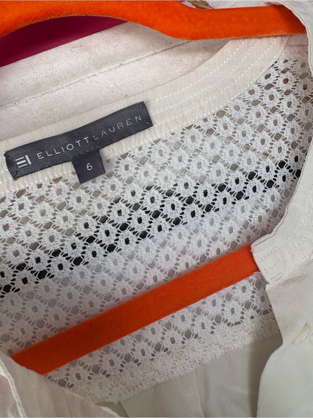 Elliott Lauren Cream Lace-Yoke Long-Sleeve Tunic